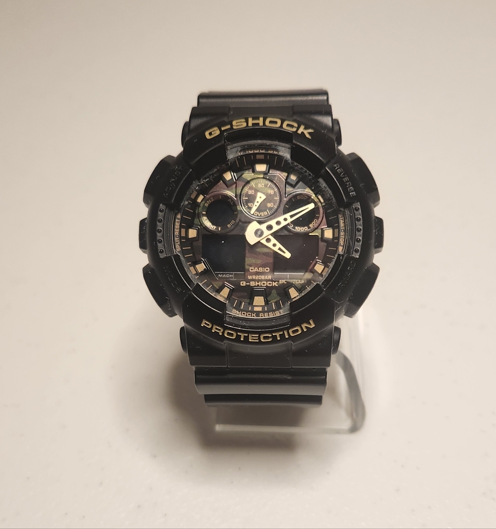 Casio G-Shock GA-100CF-1A9 Black Gold Camo – Clean Condition – Everyday Wear
